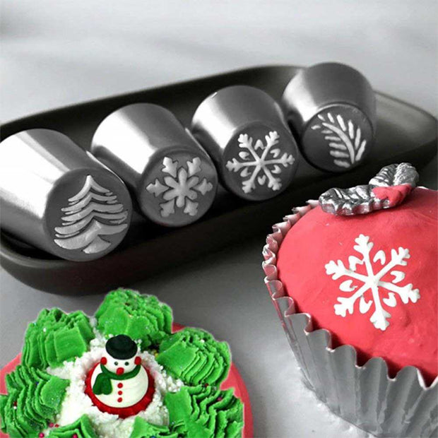 Kit douille à pâtisserie en inox - 3D Christmas - 4 pcs - Douille patisserie  - Creavea