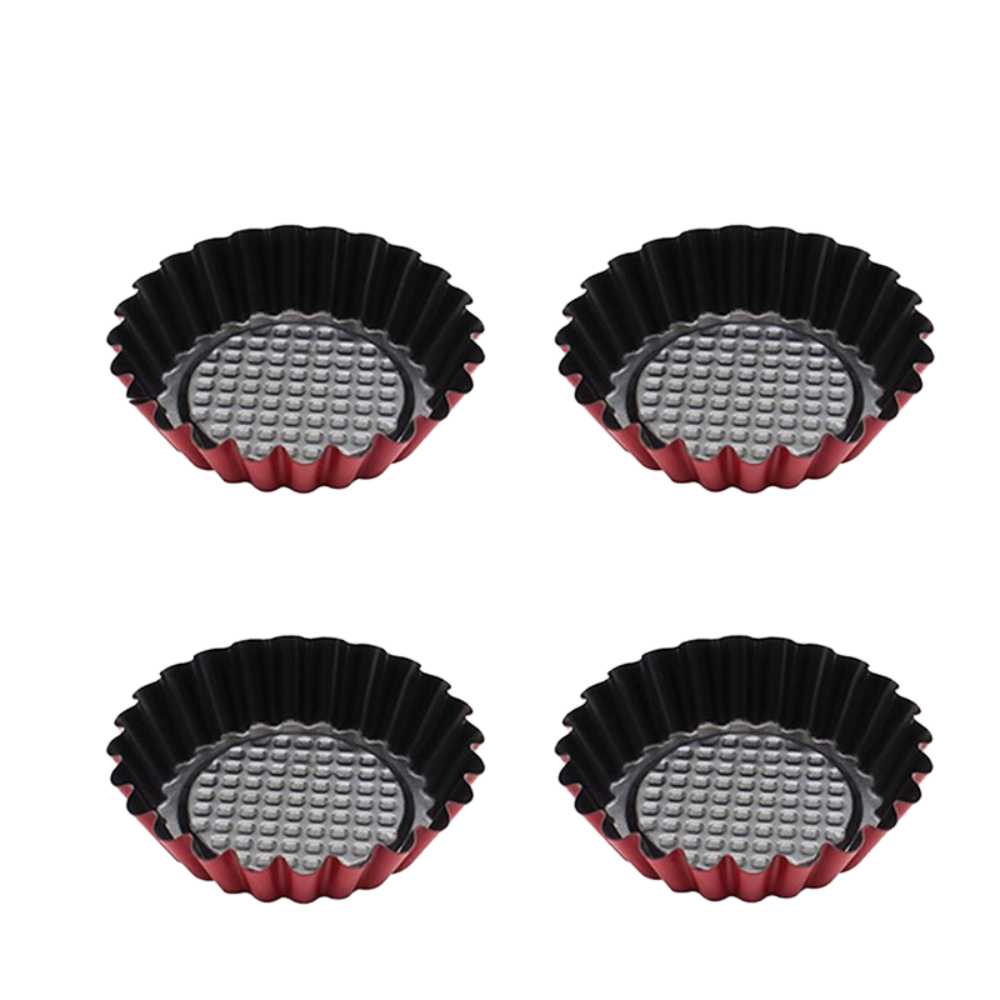 Moules à Tarte Mini CANDeal 10.2 Cm - Fond Amovible Antiadhésif | Lot De 4 Pour Quiches Et Desserts
