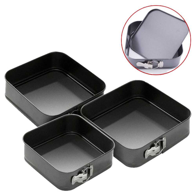 Lot De 3 Moule à Gâteaux- Moules à Carré - Charnière Carré - Anti